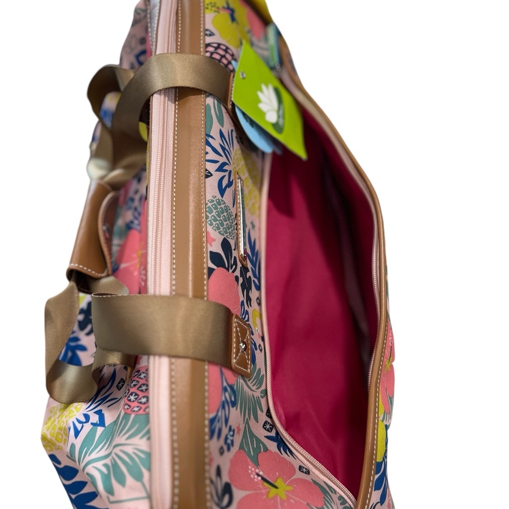 Lily Bloom Pattern 22” Duffel Bag with 2-Rolling Wheels, Weekender Overnight bag - Picture 8 of 14